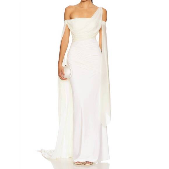DEME BY GABRIELLA Dresses & Skirts - NWT Deme by Gabrielle Cynthia Dress - Elegant One-Shoulder White Draped Gown